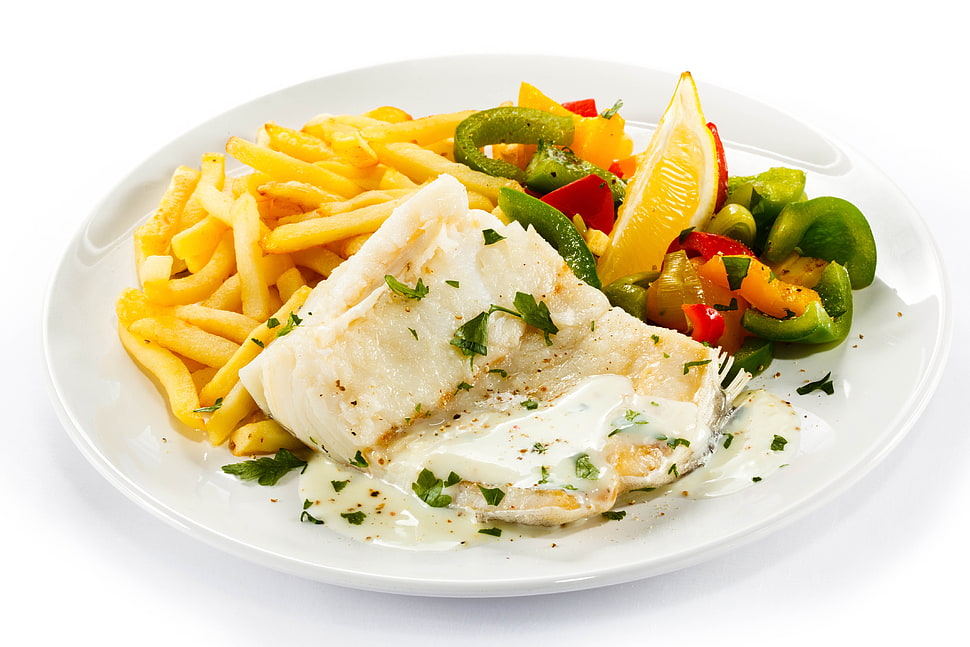vegetable salad with french fries HD wallpaper