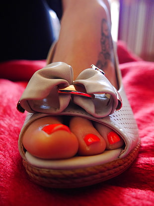 unpaired brown leather open-toe heel, shoes, feet HD wallpaper