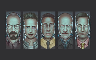 five men portrait paintings, Harry Nesbitt, Breaking Bad, TV, Bryan Cranston HD wallpaper