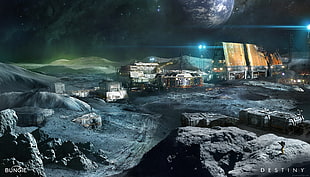 Destiny game wallpaper, Destiny (video game), science fiction, concept art, space station