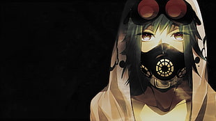 anime character wearing black face mask with goggles and hoodie