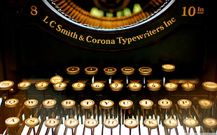 silver and white LC Smith & Corona typewriter, typewriters, vintage
