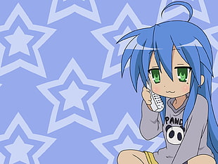 Lucky Star Izumi holding telephone
