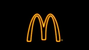 McDonald's logo, fast food, sign, neon, simple background