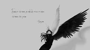 female angel with quote-print decor