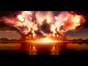 explosion digital wallpaper, galaxy, fantasy art