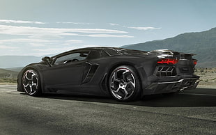 black sports car, car, Lamborghini HD wallpaper