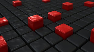 red cube graphic wallpaper, abstract, 3D Blocks