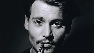 Johnny Depp, Johnny Depp, monochrome, actor, men HD wallpaper