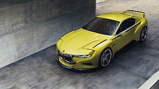 yellow coupe, BMW 3.0 CSL, car