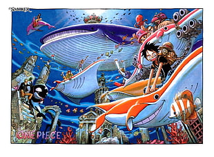 One Piece in Fishman Island digital wallpaper, One Piece, Monkey D. Luffy, Roronoa Zoro, Nami