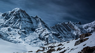 snowy mountain landscape photo HD wallpaper