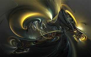 yellow and black spiral illustration HD wallpaper
