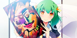 green haired female anime character