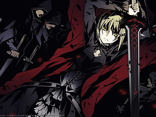 anime character wearing black dress holding black sword wallpaper