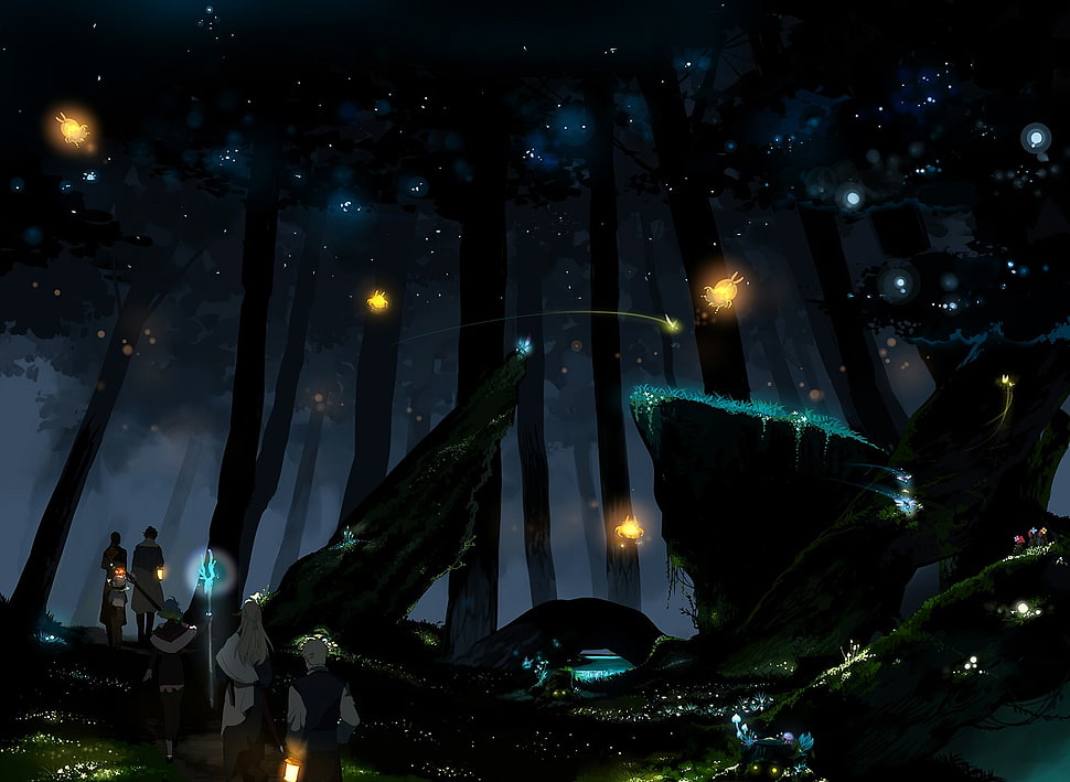 green trees, anime HD wallpaper