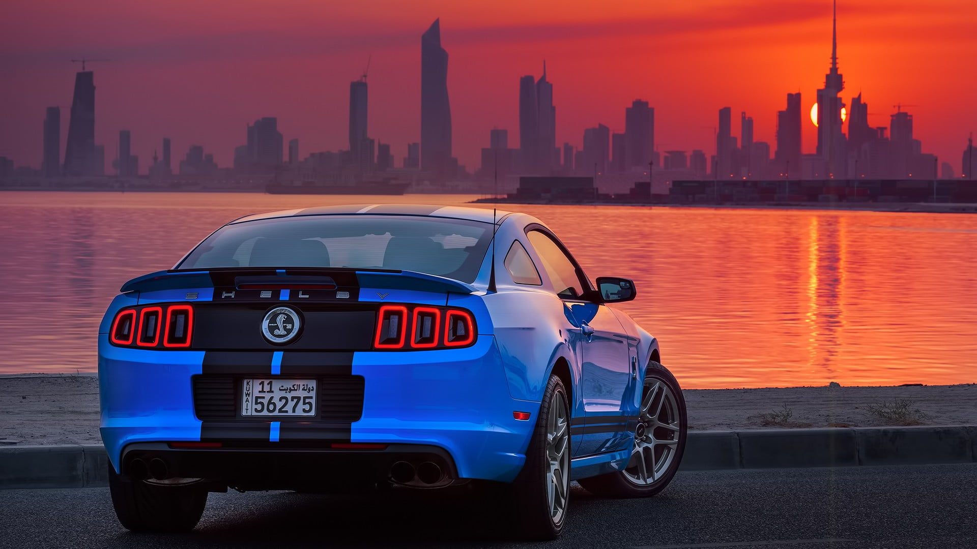 blue coupe, Shelby GT500, Ford USA, car, Ford Mustang Shelby