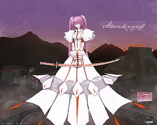 woman with white dress and sword Awakened anime character wallpaper