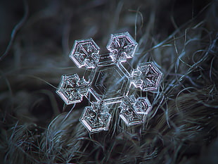 closeup photo of clear glass snowflake