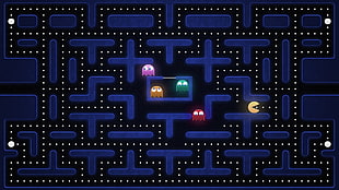 PACMAN game application, Pacman, Pinky, Inky, Blinky HD wallpaper