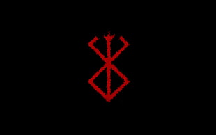 red geometric logo, Berserk, black, Kentaro Miura, artwork HD wallpaper