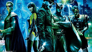 DC character graphic wallpaper, Ozymandias, Dr. Manhattan, Silk Spectre, Rorschach