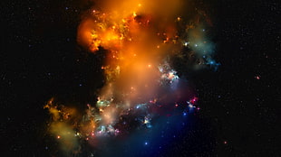 galaxy illustration, digital art, space, universe, black background HD wallpaper