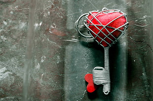 red gemstone, heart, keys HD wallpaper