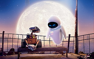 two cartoon characters digital wallpaper, WALL·E, robot, movies