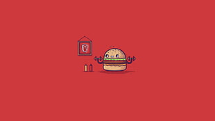 hamburger illustration, minimalism, hamburgers HD wallpaper