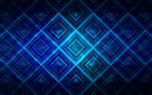 square blue HD wallpaper, abstract, fractal, digital art
