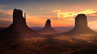 aerial photo of rock formations HD wallpaper