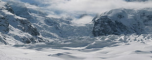 snow-covered field, snow, mountains, Morteratsch Glacier, Switzerland