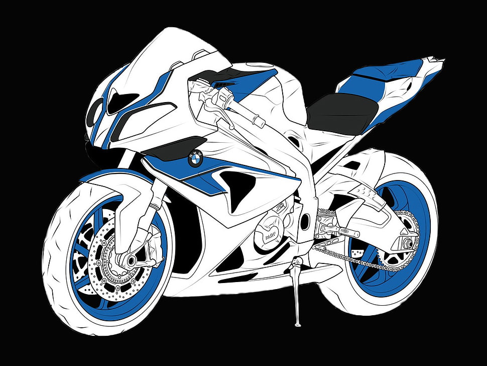 white and blue sports bike, BMW, s1000rr, hp4, motorcycle HD wallpaper