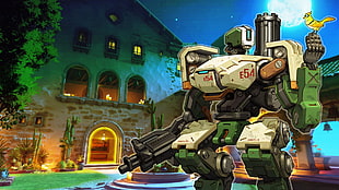beige and green robot wallpaper, Blizzard Entertainment, Overwatch, video games, livewirehd (Author)