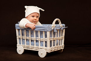 baby in basket HD wallpaper