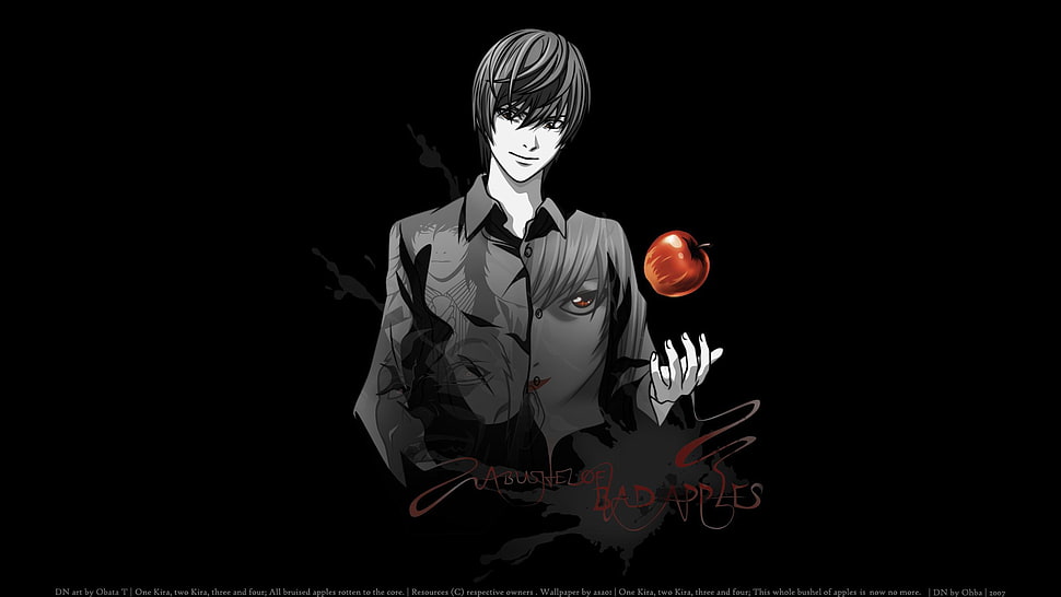 male anime character illustration, Death Note, anime, apples HD wallpaper
