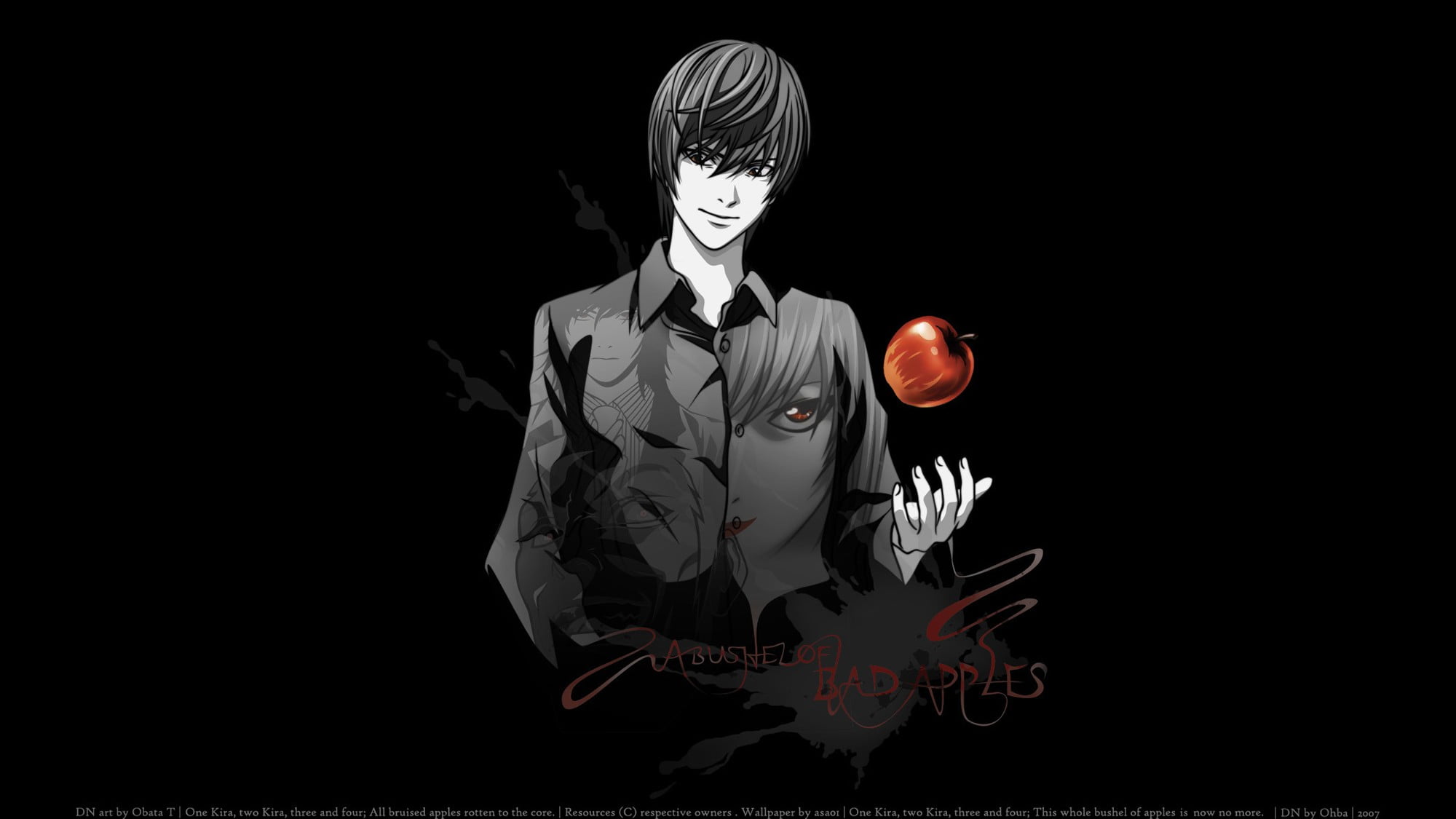 male anime character illustration, Death Note, anime, apples