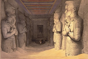 people inside Abu Simbel painting, David Roberts , Egypt, painting HD wallpaper