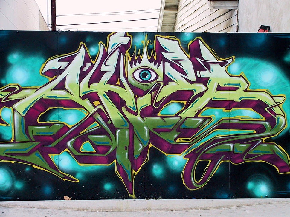 green, black, and blue graffiti wall, graffiti HD wallpaper
