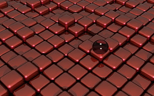 brown cube digital wallpaper, red, 3D, render, shapes HD wallpaper