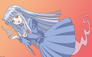 girl in blue dress anime character HD wallpaper