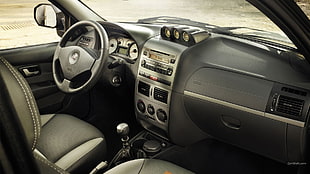 black and gray car interior, Fiat Strada, car interior, car HD wallpaper