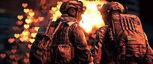 two military backpacks, Battlefield 4, Medic, mask, soldier