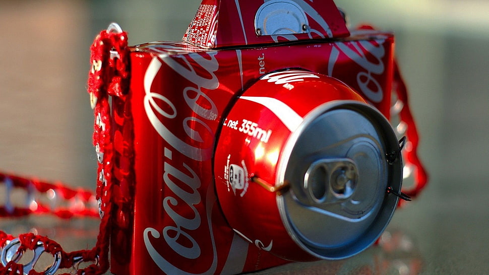 Coca-Cola can, camera, Coca-Cola, self made, can HD wallpaper