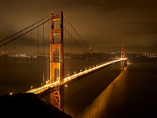 Golden Gate Bridge, San Francisco, bridge, lights, night, photography HD wallpaper