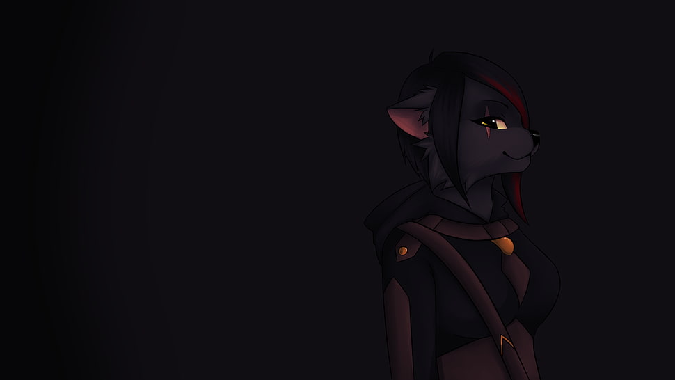 black-haired female character, furry, artwork HD wallpaper