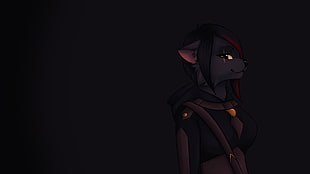 black-haired female character, furry, artwork