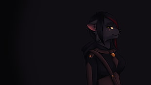 black-haired female character, furry, artwork HD wallpaper