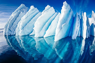 iceberg graphic wallpaper, Arctic, reflection, ice, sea
